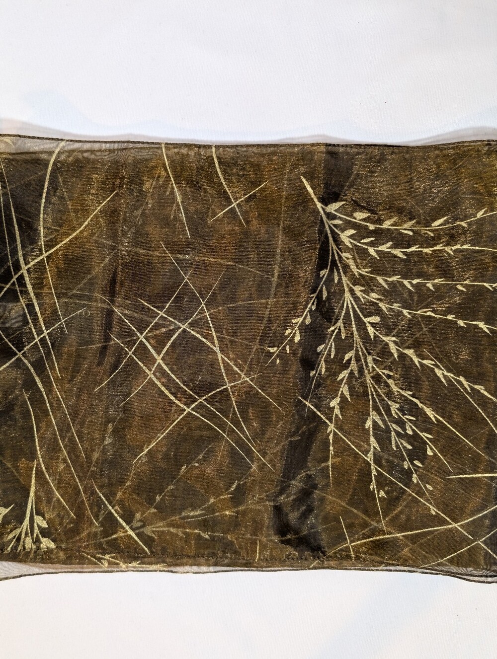 New York & Company Brown Sheer Fashion Scarf Italy Natural Abstract Wheat Beige
